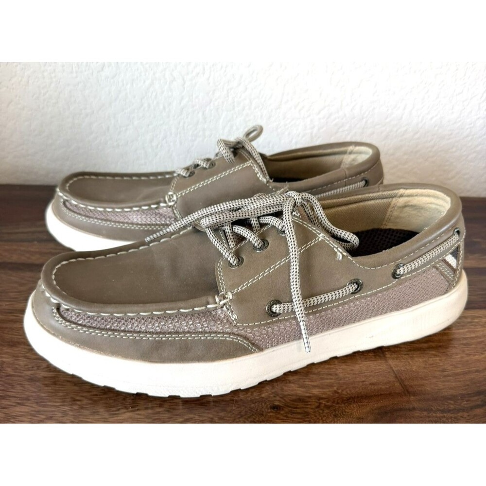 Margaritaville FJ Brown Leather Loafers Lace up Size 11 Boat Shoes